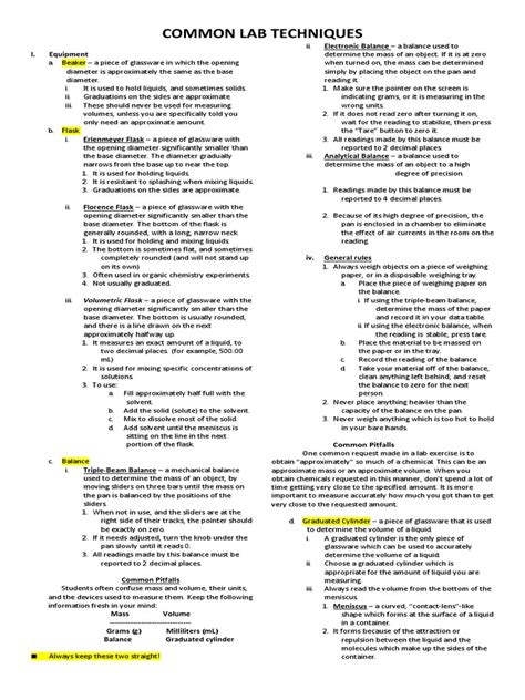 Common Lab Techniques | PDF | Chemistry