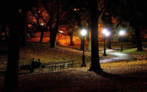 AUTUMN NIGHT | Night city, City wallpaper, Park