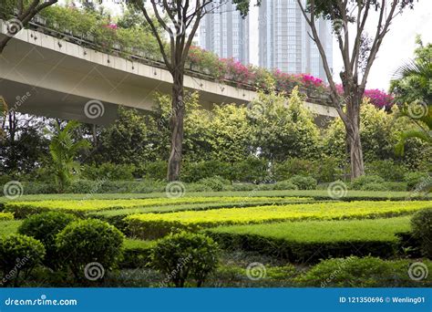 Nice Landscapes Design Around Viaduct in the City View Stock Photo - Image of base, outside ...