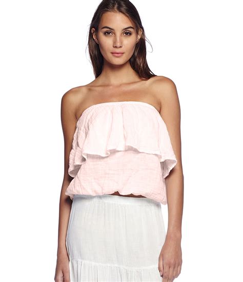 Michael Stars Gauze Blouson Tube Top in Pink (ROSEWATER) | Lyst