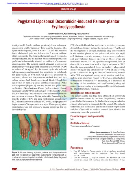 Full article: Pegylated Liposomal Doxorubicin-induced Palmar-plantar Erythrodysesthesia