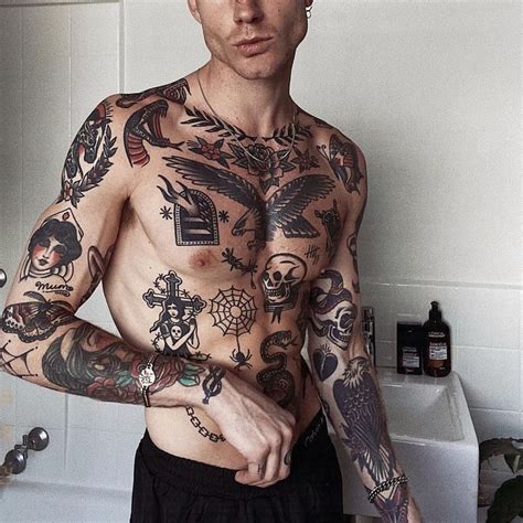 Torso tattoos, Chest tattoo men, Traditional chest tattoo