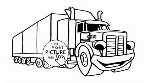 Cartoon Semi Truck coloring page for preschoolers, transportation coloring pages printables free ...