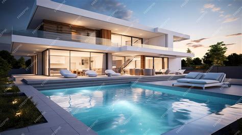 Premium AI Image | A contemporary house with a sleek pool and modern ...