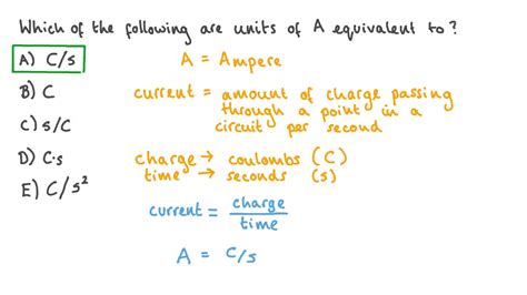 Question Video: Identifying the Equivalent Units for Amperes | Nagwa