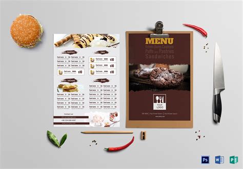 Tasty Bakery Menu Design Template in PSD, Word, Publisher