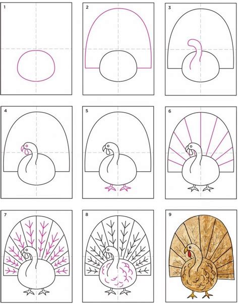 How to Draw a Turkey. A step-by-step tutorial for young artists. PDF ...