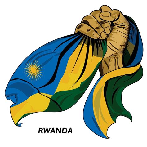 Fisted hand holding Rwandan flag. Vector illustration of lifted Hand ...