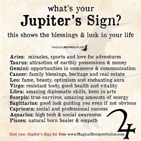 Magical Recipes Online | Jupiter sign, Astrology signs, Astrology chart