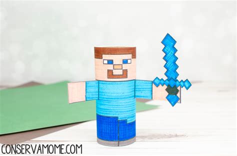 DIY Minecraft Steve Toilet paper roll craft - ConservaMom