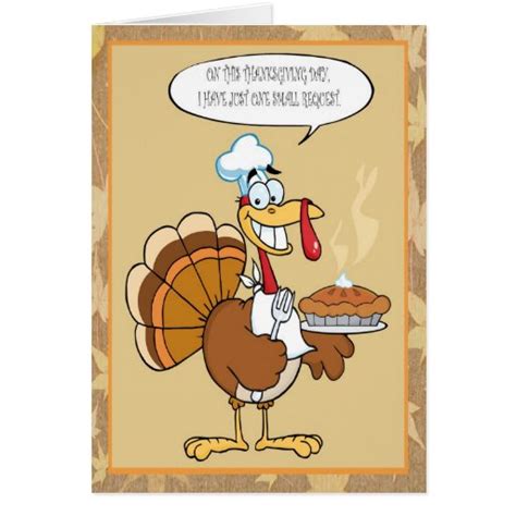 Funny Turkey Happy Thanksgiving Serving Pie Card | Zazzle