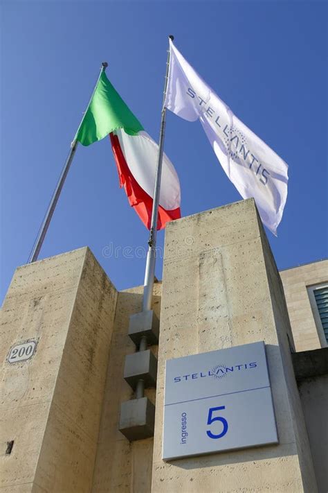 New Stellantis Automotive Corporation Logo Appear on Plate and Flags at ...