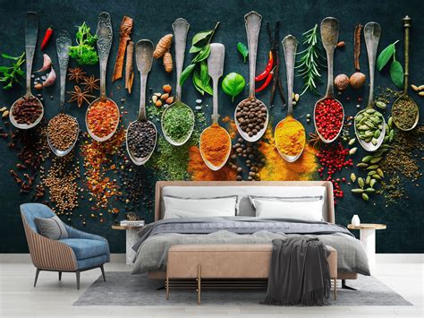 Spices Kitchen Wall Art Indian Spices Wallpaper Abstract - Etsy