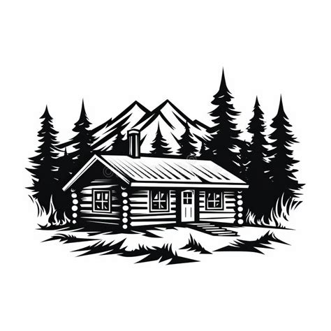 Simple Cabin Silhouette: Classic Tattoo Style Graphic Design Stock Illustration - Illustration ...