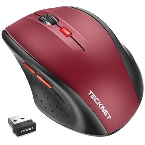 TeckNet Classic 2.4G Portable Optical Wireless Mouse with USB Nano Receiver, Red #TECKNET (With ...