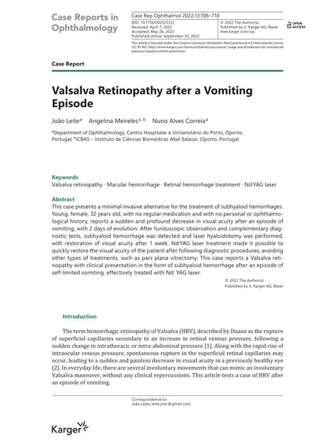 (PDF) Valsalva Retinopathy after a Vomiting Episode