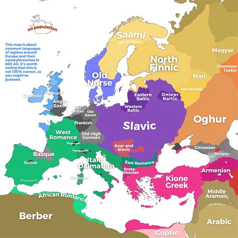 Languages of Europe around 600 AD : MapPorn | Map, Language map ...