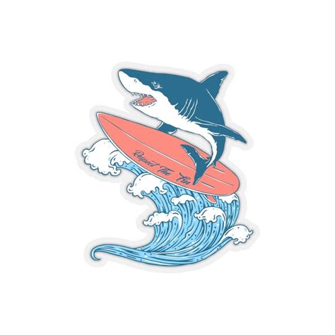 Surfing Shark Stickers | Surf stickers, Surfboard stickers, Cute stickers