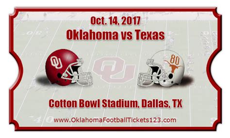 Oklahoma Sooners vs Texas Longhorns Football Tickets | Oct. 14, 2017 | Red River Rivalry