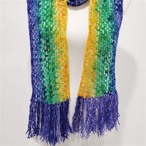 Mardi Gras Scarf | Hand Crocheted | Merino | Yellow Green Purple ...