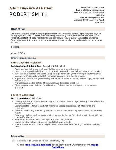 Daycare Teacher Resume Samples | QwikResume