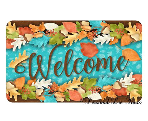 Fall Wreath Sign * Colorful Leaves Welcome * 3 Sizes * Lightweight Met – Personal Lee Yours