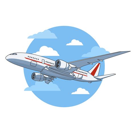 Airplane illustration, view of a flying aircraft. Vector illustration ...