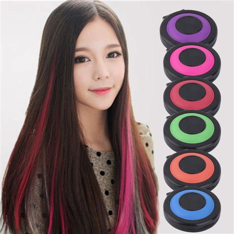 Professional 6 Colors Temporary Hair Dye Powder Cake Styling Non Toxic Hair Chalk Set