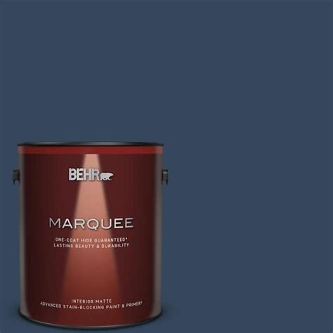 BEHR MARQUEE 1 gal. #MQ5-54 Compass Blue One-Coat Hide Matte Interior ...