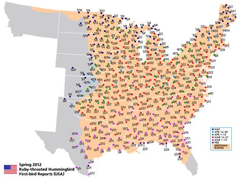 Hummingbird Migration Maps - Hummingbirds in Northern & Central NJ