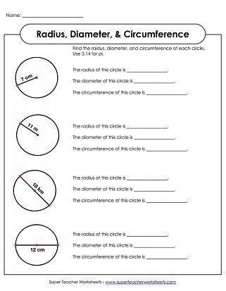 Radius and Diameter Printables | Word problem worksheets, Mathematics worksheets, Circle math