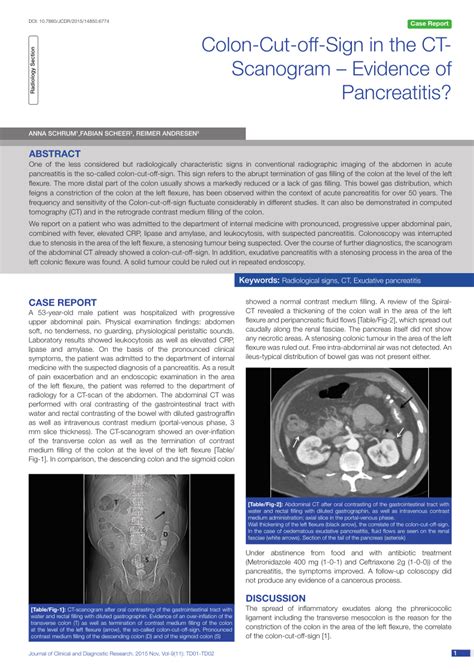 (PDF) Colon-Cut-off-Sign in the CT- Scanogram – Evidence of Pancreatitis?