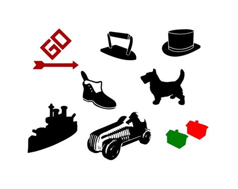 Monopoly Pieces Game Bundle Design Cut File Stencil Silhouette Cricut ...