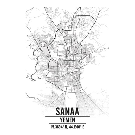 Sanaa, Yemen A3 Map Print - Retro Progression