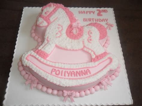 Pink White Rocking Horse Birthday Cake - CakeCentral.com