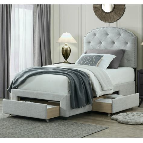 DG Casa Argo Tufted Upholstered Panel Bed Frame with Storage Drawers ...