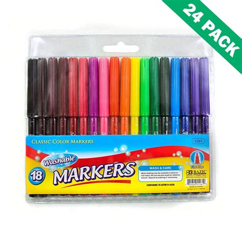 Fine Line Markers, Kids Classic Assorted Color Paint Markers Washable -set Of 24 - Walmart.com