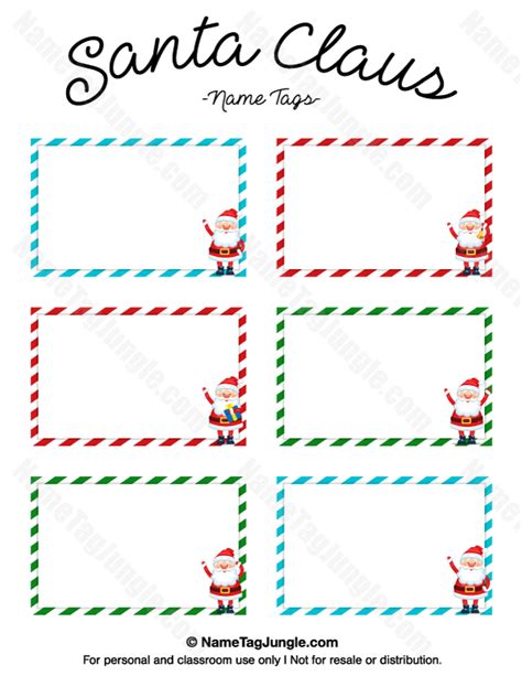 Printable Santa Claus Name Tags