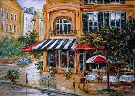 French Cafe Oil Painting Original Paris Cafe Painting Canvas French ...