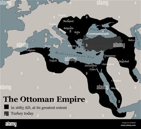 Turkey today and the Ottoman Empire at its greatest extent in 1683 ...