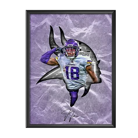 Justin Jefferson Minnesota Vikings Poster Art Autographed（design 2）