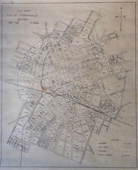 Block Map of City of Thomasville, Georgia by LAYTON, C.E.: (1946) | Argosy Book Store, ABAA, ILAB