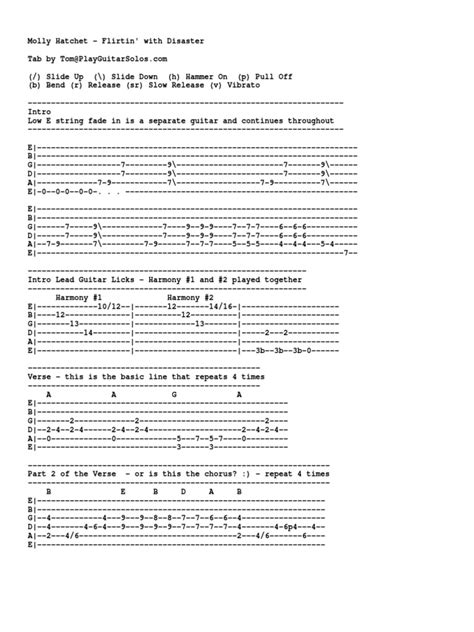 Molly Hatchet Flirtin With Disaster Guitar Tab | PDF | Musical Forms ...