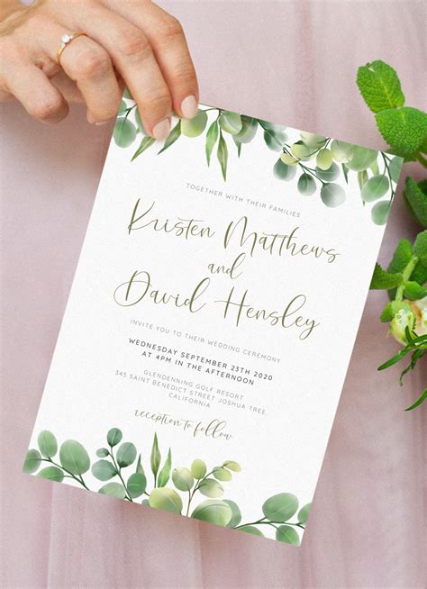 Download Printable Eucalyptus Greenery Wedding Invitation PDF