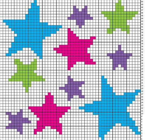 a cross stitch pattern with different colored stars on the bottom and ...