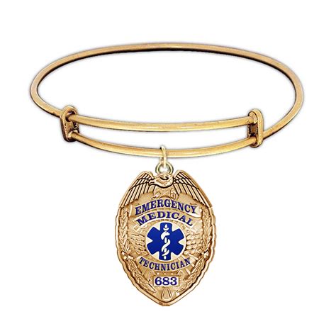 Personalized EMT Badge with Your Badge Number Expandable Bracelet - PG94327