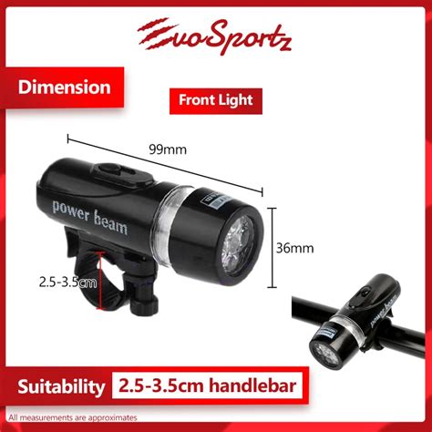 5 LED Power Beam Bike Light Set | EvoSportz Singapore