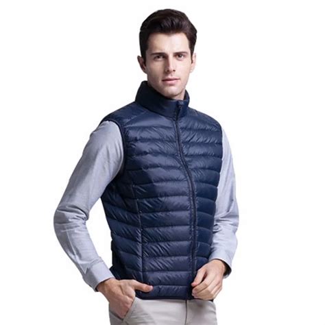 Winter Vest Men Waistcoat Ultra Light Thin Down Jacket Winter Vest Warm Outwear Solid Vests Male ...