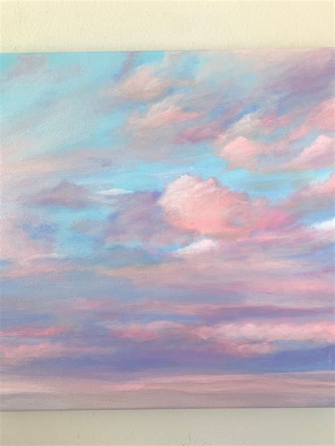 Original Pastel Cloud Acrylic Painting. 12x12 inch | Etsy