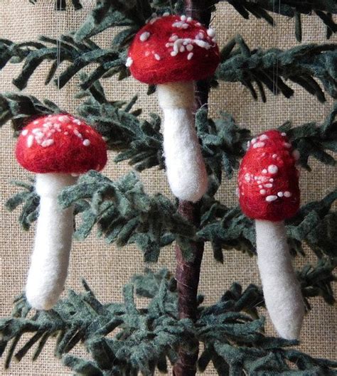 Red Mushroom Felted Ornaments